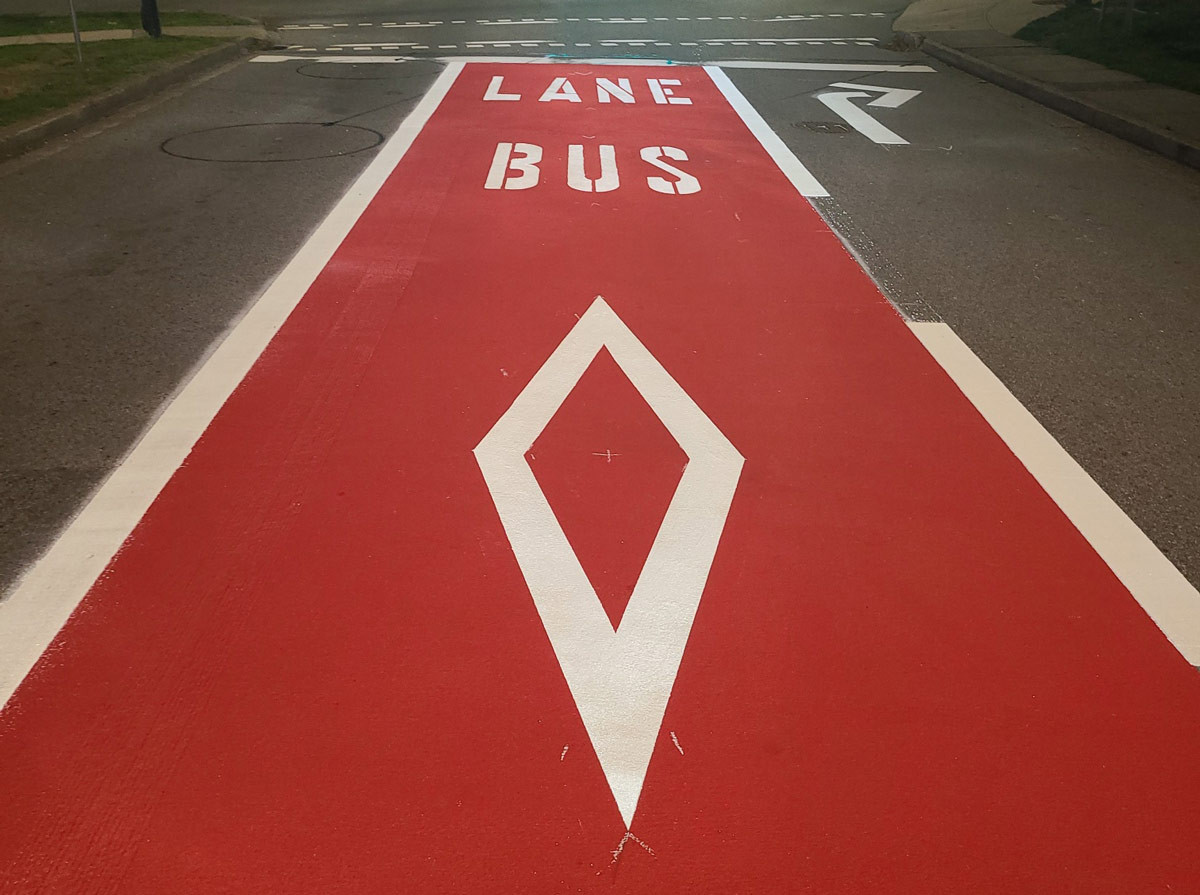 Vancouver bus lane pavement marking